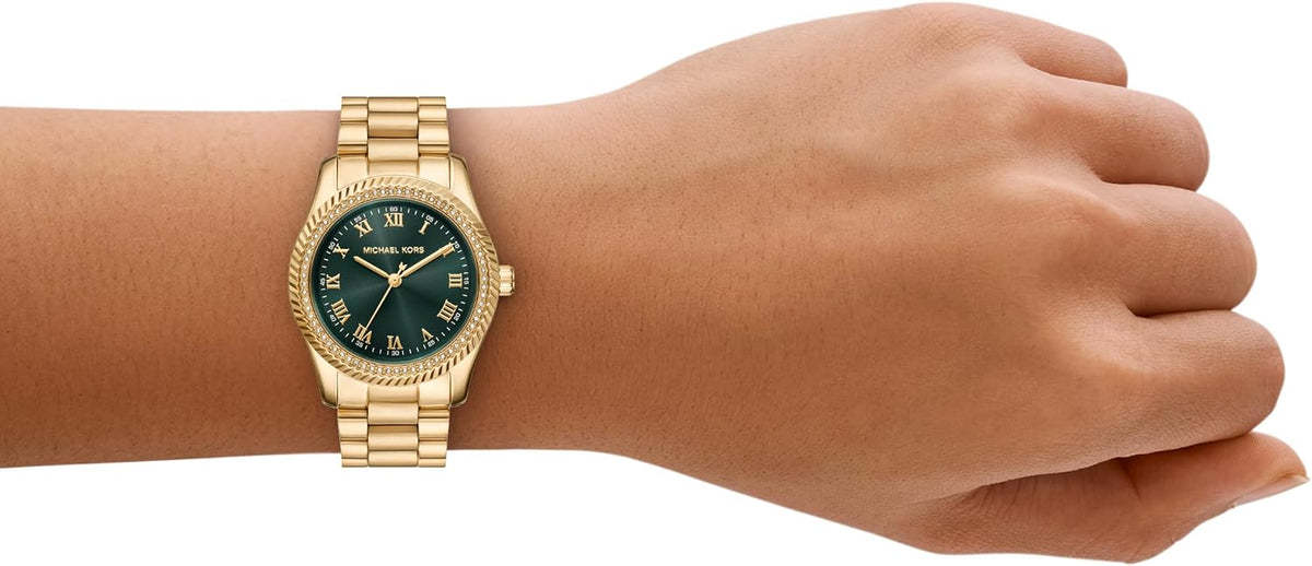 Reloj de mujer Michael Kors Lexington de tres agujas, acero inoxidable con acabado dorado (Modelo: MK7622)