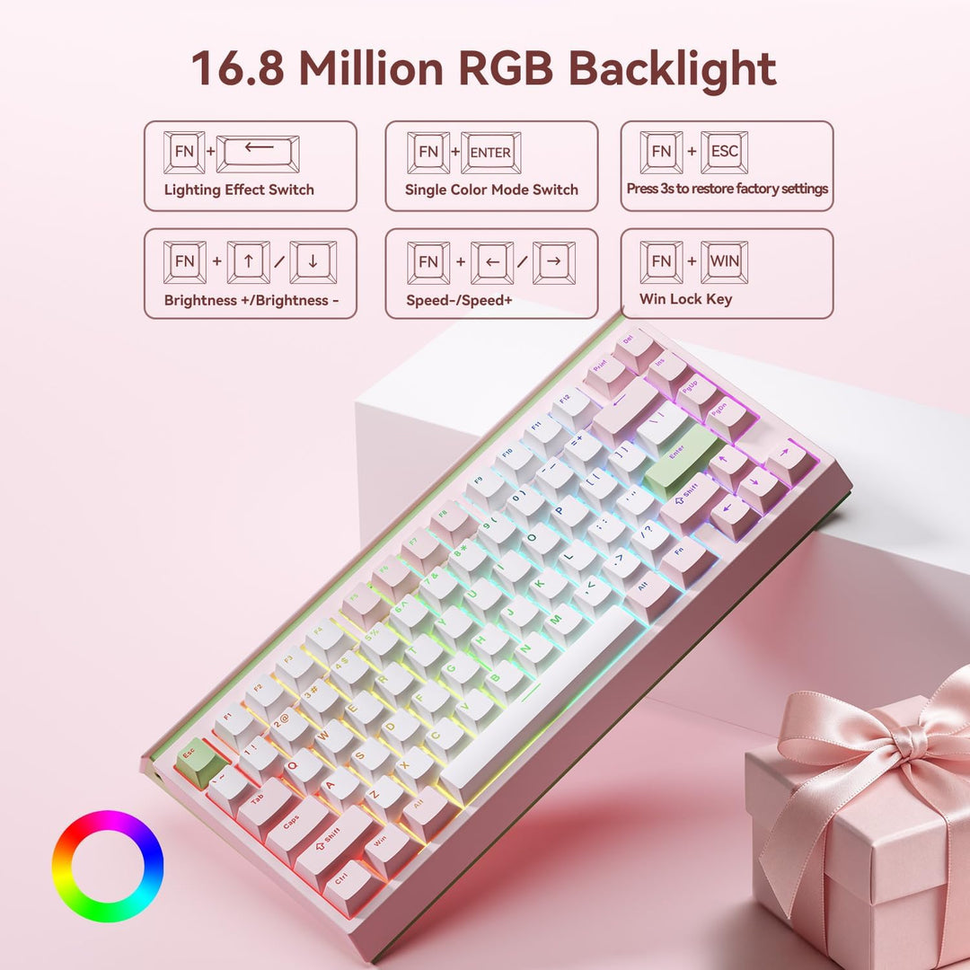 Teclado mecánico inalámbrico silencioso AUSDOM U75, teclado para ju...