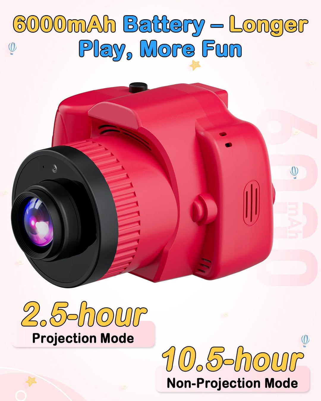 Cámara infantil con proyector: Foto HD de 2MP y proyección creativa...