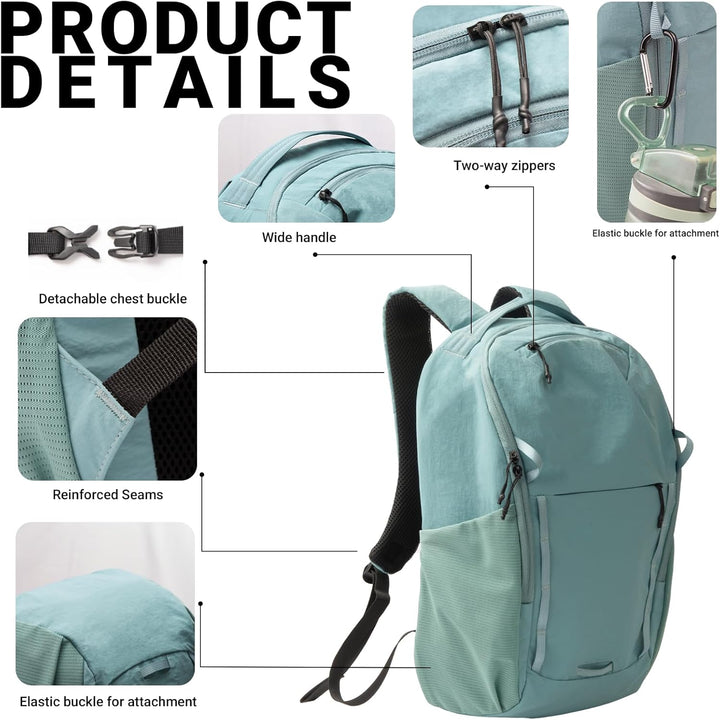 onedayHI Mochila de senderismo ultraligera y ligera de 20 L, pequeñ...