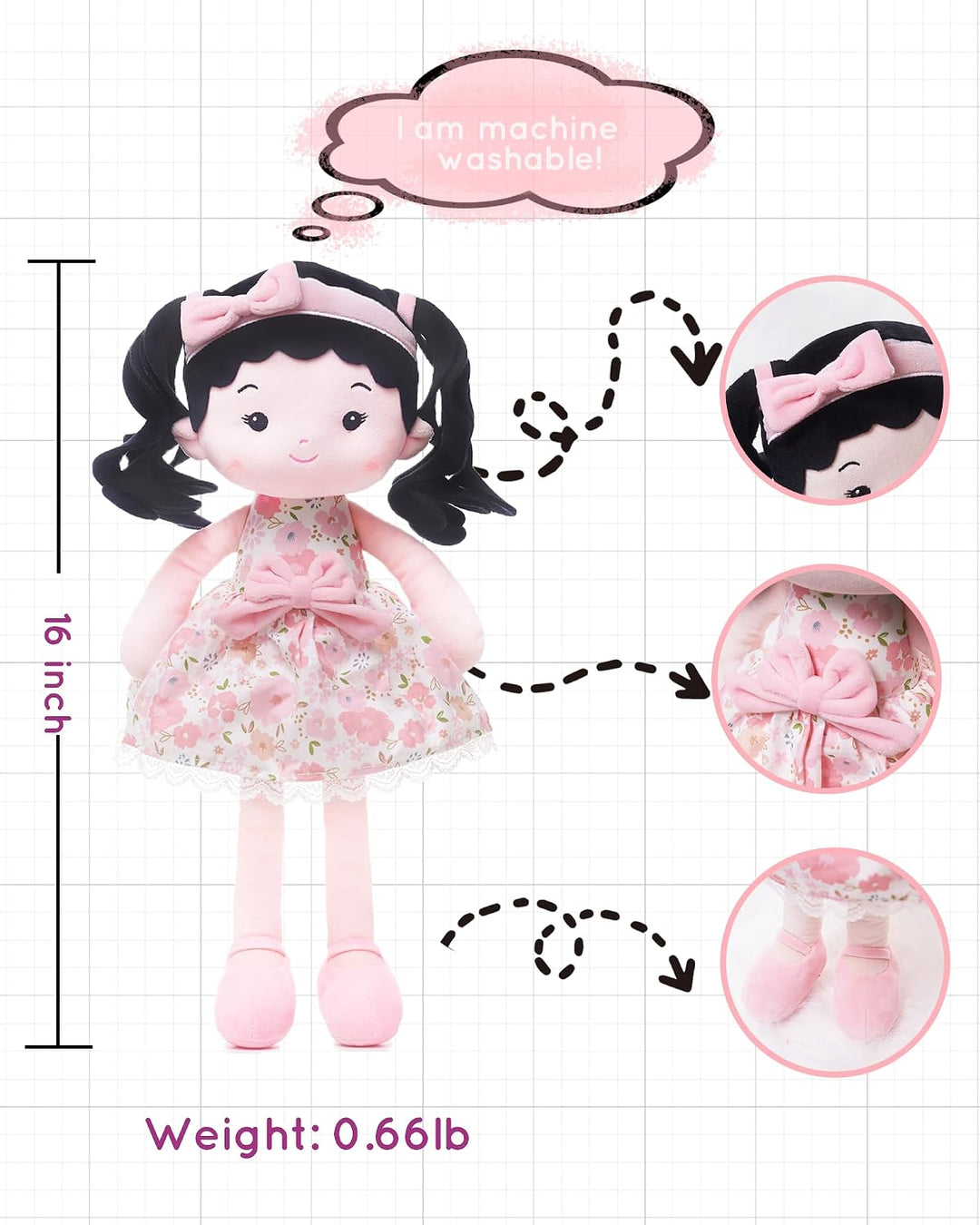 LeyaDoll Juguetes suaves para bebé (16 pulgadas), My First Baby Rag...