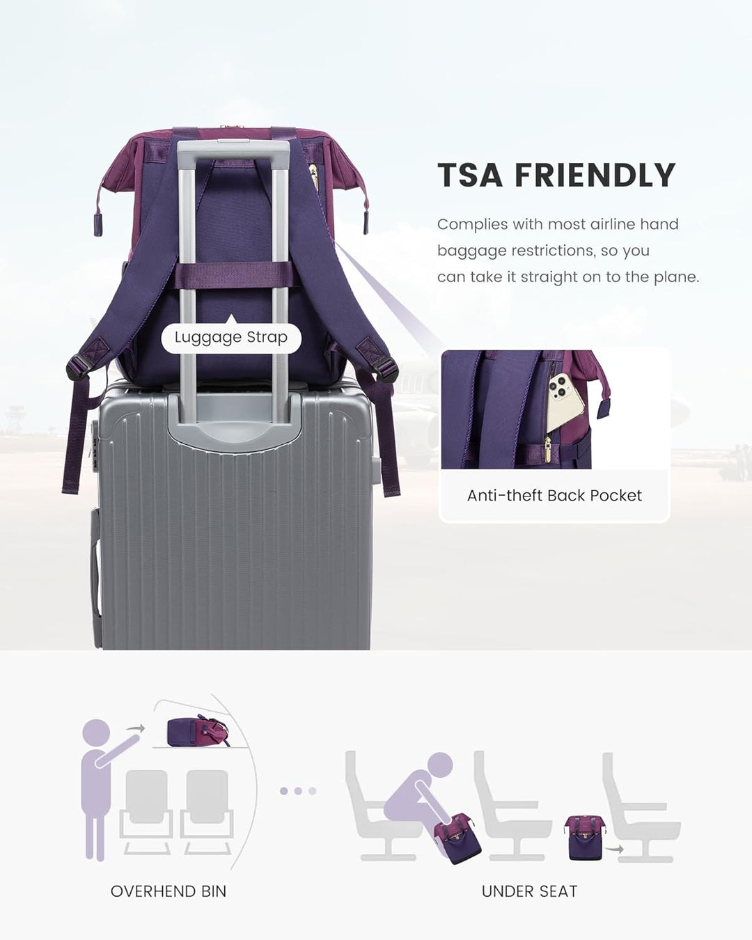 LOVEVOOK Mochila para laptop para mujer, mochila de trabajo convert...