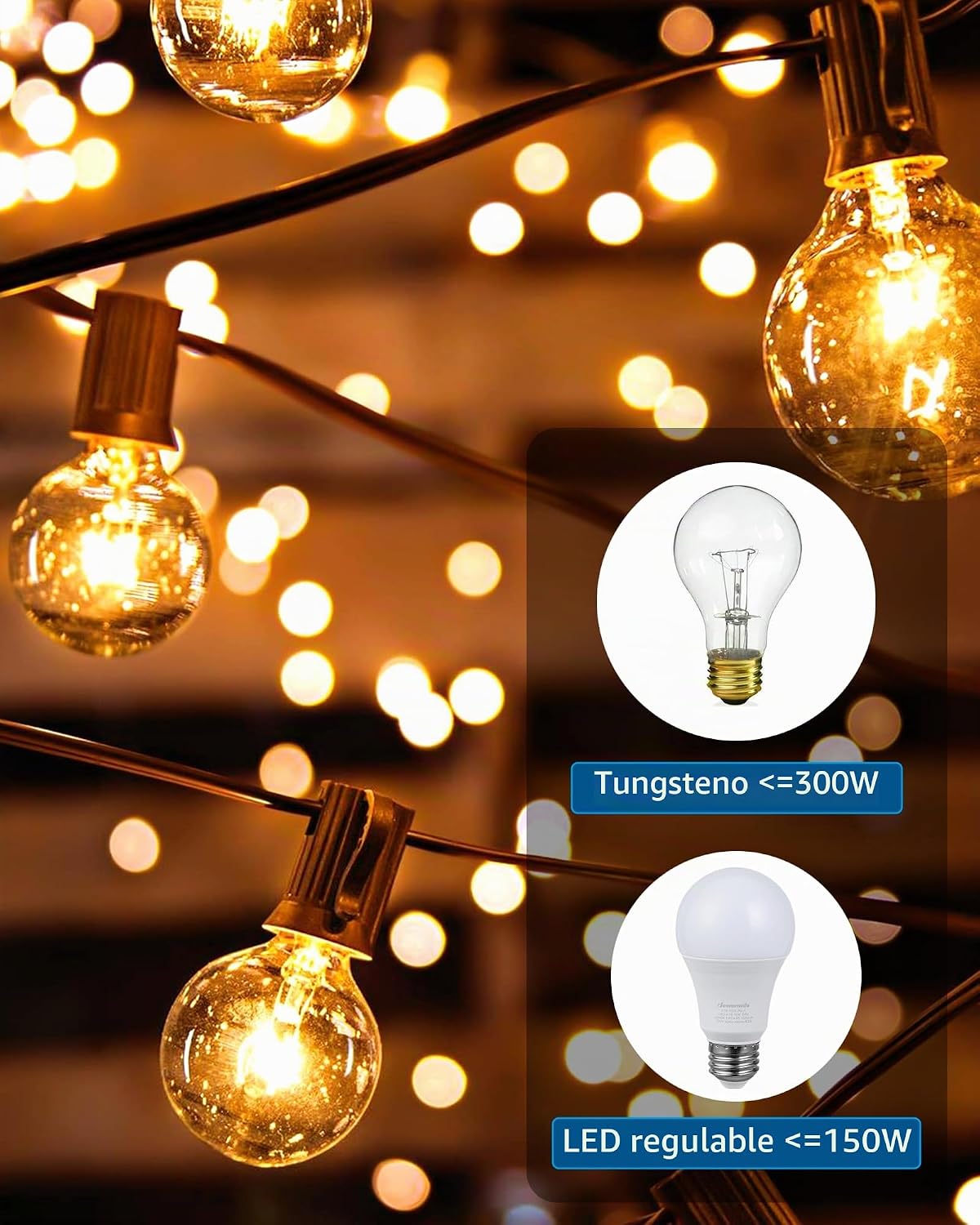 Lámpara DEWENWILS - Enchufe de atenuación remoto para luces de cadena de exteriores, 2 tomas de tierra