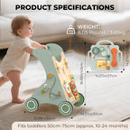 WOODMAM - Andador de empuje para bebés, juguete de aprendizaje de madera para estar sentado a pie para 12 meses