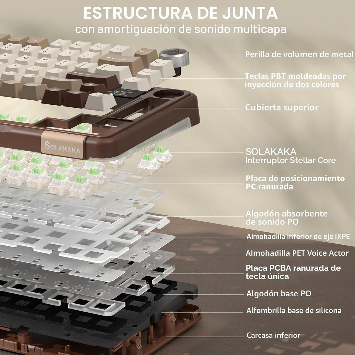 SOLAKAKA A75 PRO Teclado mecánico inalámbrico 75% con pantalla y pe...