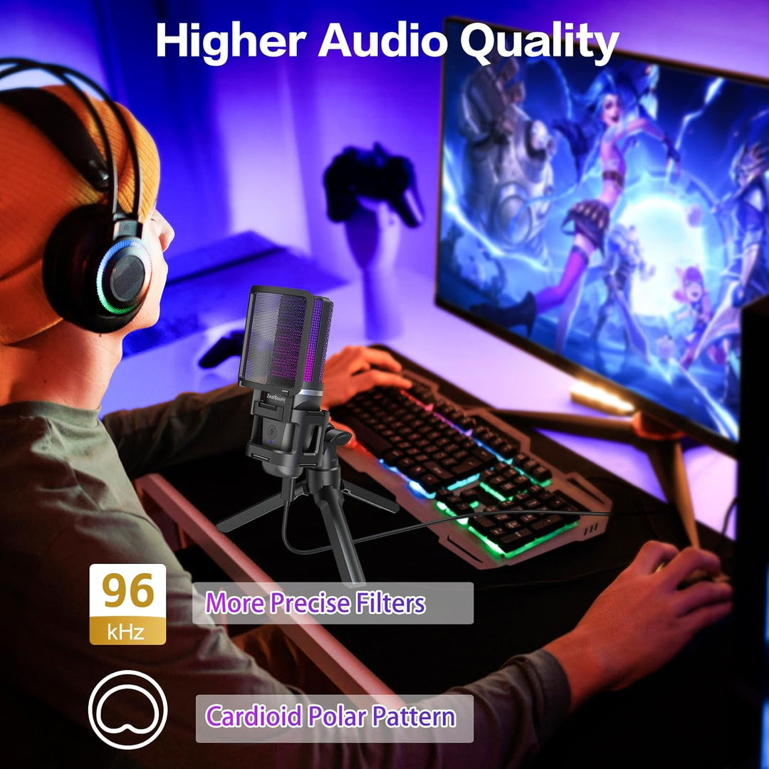 ZealSound Micrófono USB para juegos para PC, micrófono de computado...