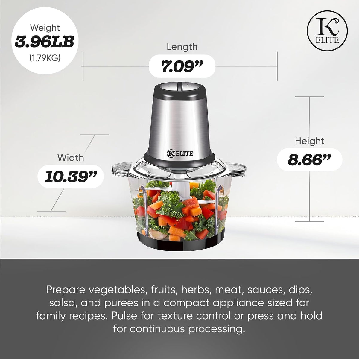 Kitchen Elite PowerChop - Procesador de alimentos de 8 tazas