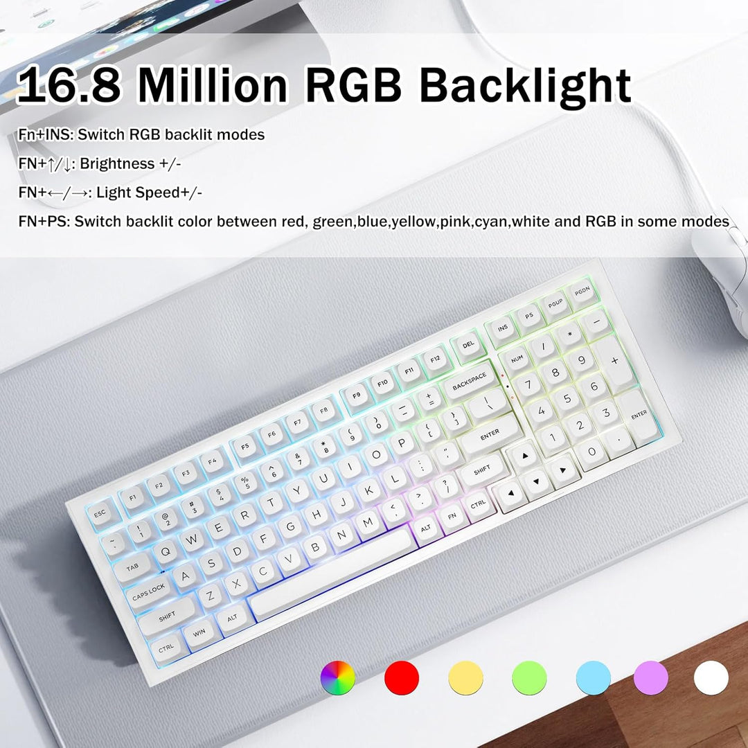Redragon K723 Teclado Mecánico Inalámbrico Gaming Cremoso, Bluetoot...