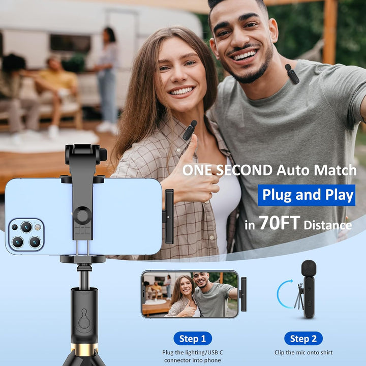 Ecomxia 2 Piezas Micrófono de Solapa Inalámbrico para iPhone iPad A...