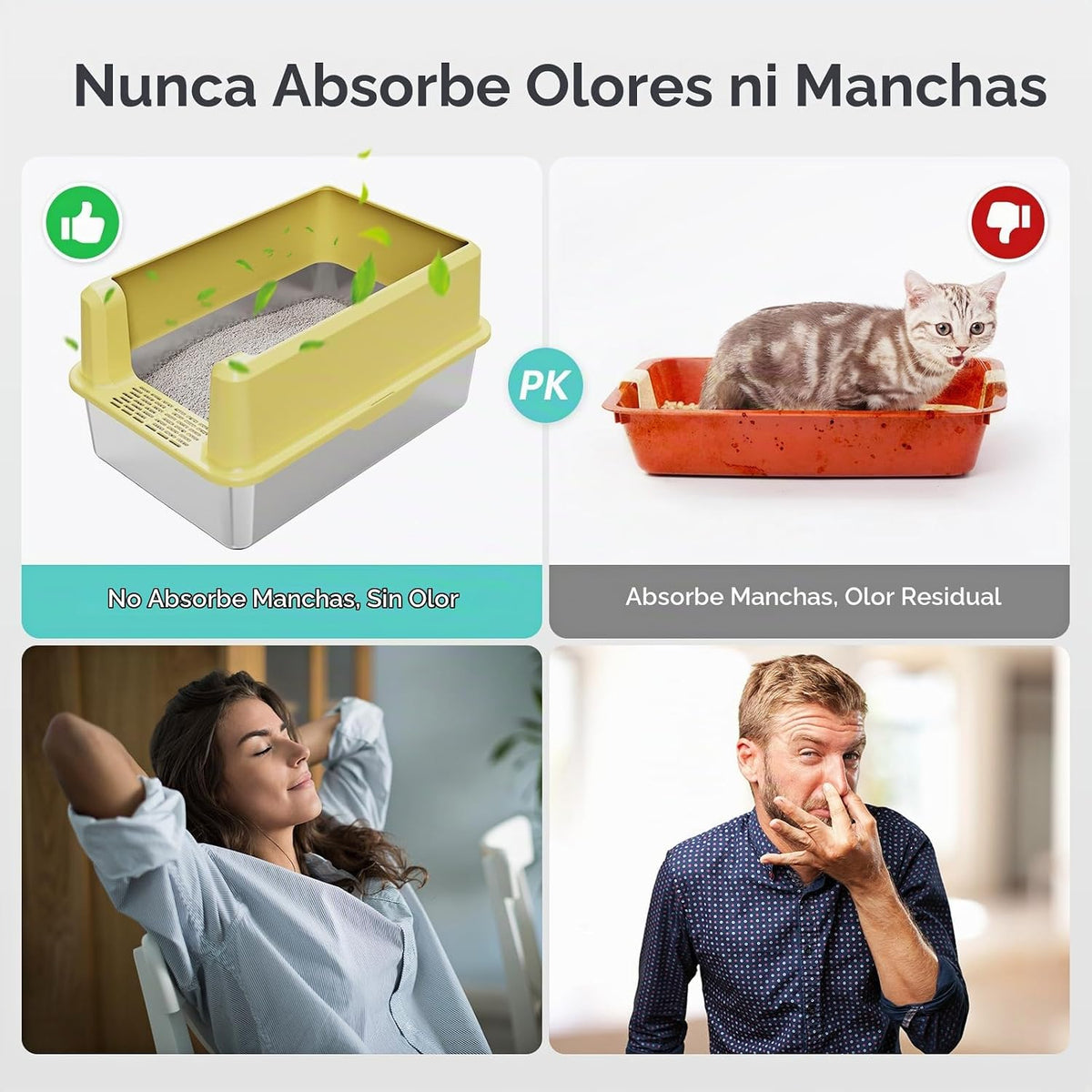 Caja de arena de acero inoxidable con lado alto, caja de arena extragrande XXL para gatos grandes y múltiples gatos, antiadherente, sin fugas de orina, bandeja de arena para gatos fácil de limpiar