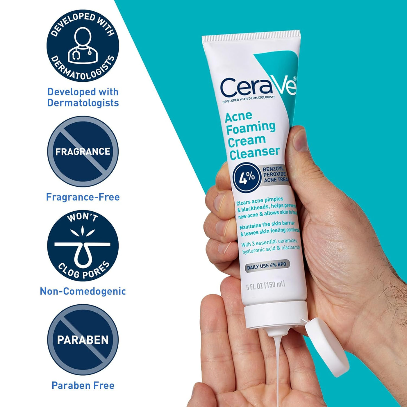 CeraVe Limpiador en crema espumosa para el acné lavado