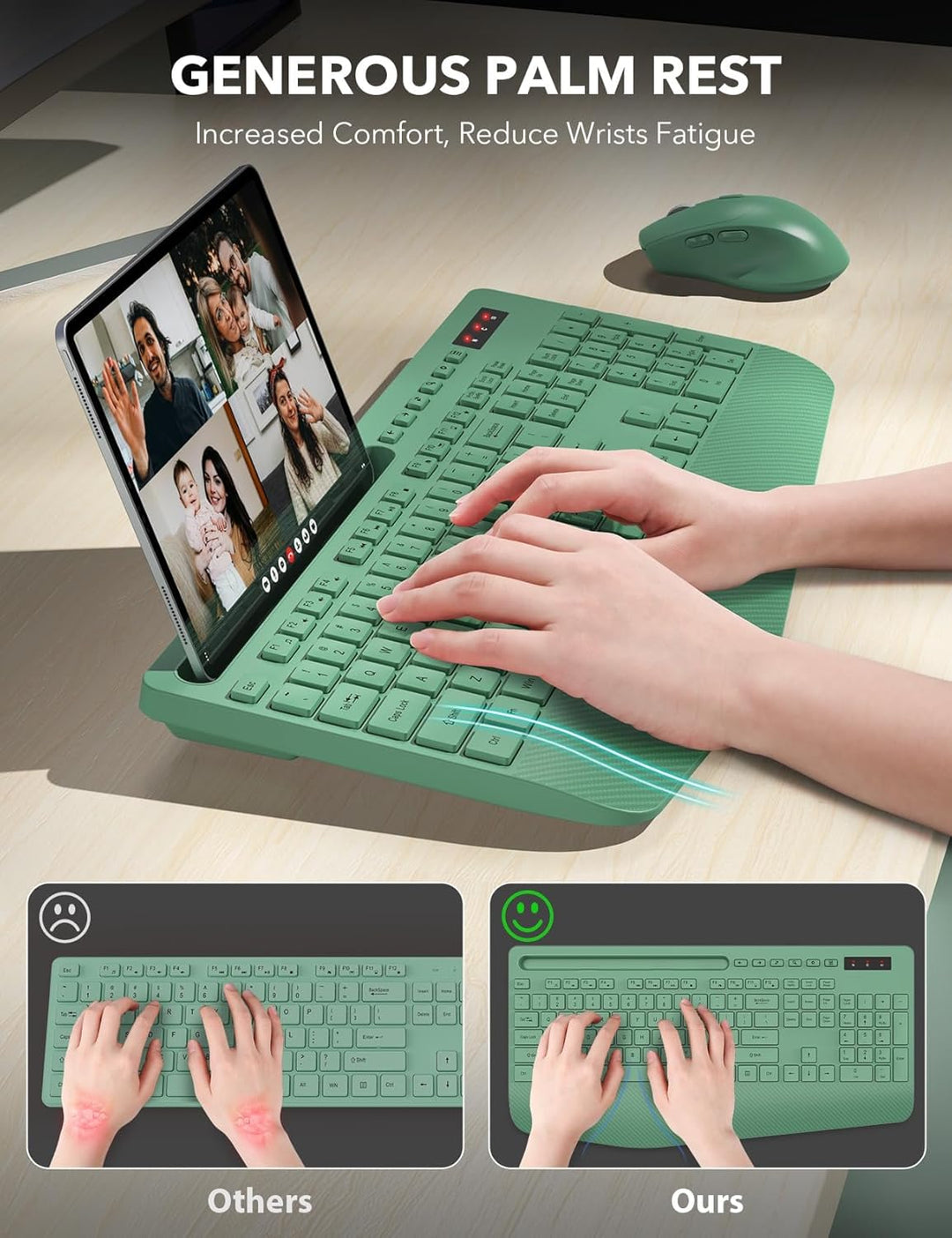 Combo de teclado y mouse inalámbrico - Teclados ergonómicos de tama...