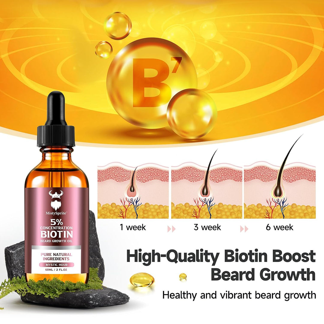 MistySprite Aceite de Biotina para barba para hombres \u2013 Concen...