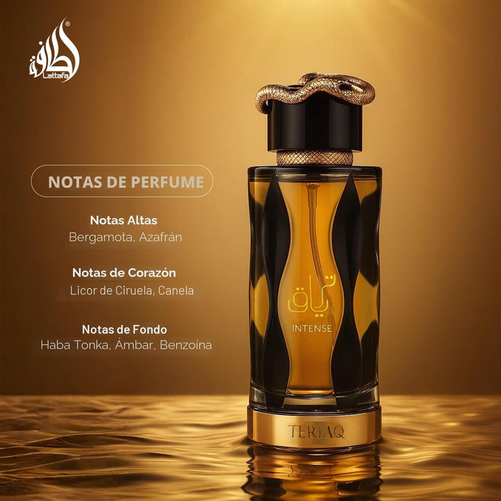 Lattafa Teriaq Intense para Unisex Eau de Parfum en Spray, 3.4 onza...