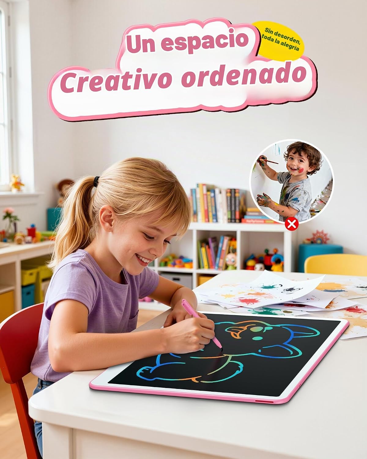Tableta de escritura LCD de 20 pulgadas para niños de 3 a 8 años – Bloc de dibujo electrónico y tablero de garabatos como regalo educativo de cumpleaños para niñas y niños (rosa)