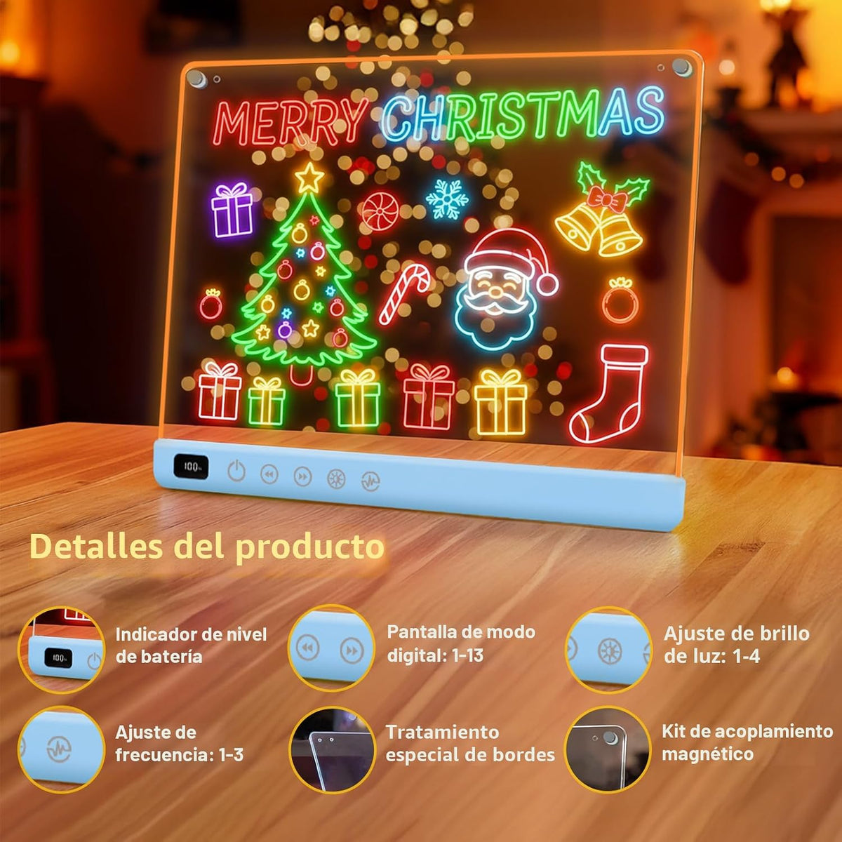 Tablero de dibujo LED con 13 efectos de luz, 16 pulgadas, recargable, para garabatos LED, con colores, tableta de dibujo con luz de neón, regalos para niños, ideas de regalo de Pascua