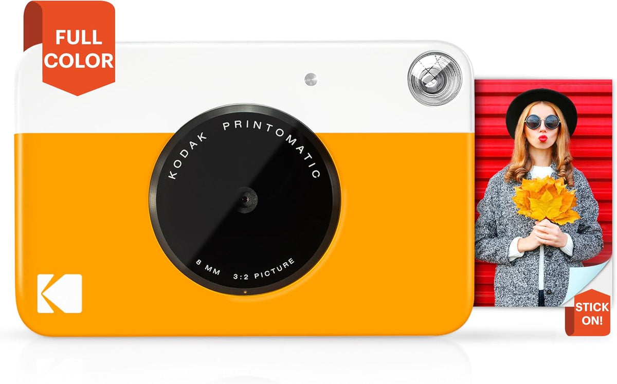 KODAK Printomatic - Cámara digital de impresión instantánea a todo color, Zink de 2 x 3 pulgadas (5.1x7.5 cm), papel fotográfico con parte trasera adhesiva, 5 MP, portátil