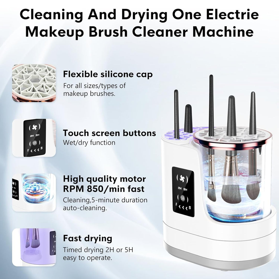 Limpiador de brochas de maquillaje eléctrico 3 en 1, limpiador auto...