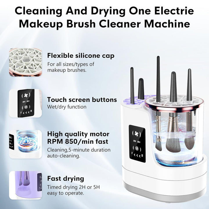 Limpiador de brochas de maquillaje eléctrico 3 en 1, limpiador auto...