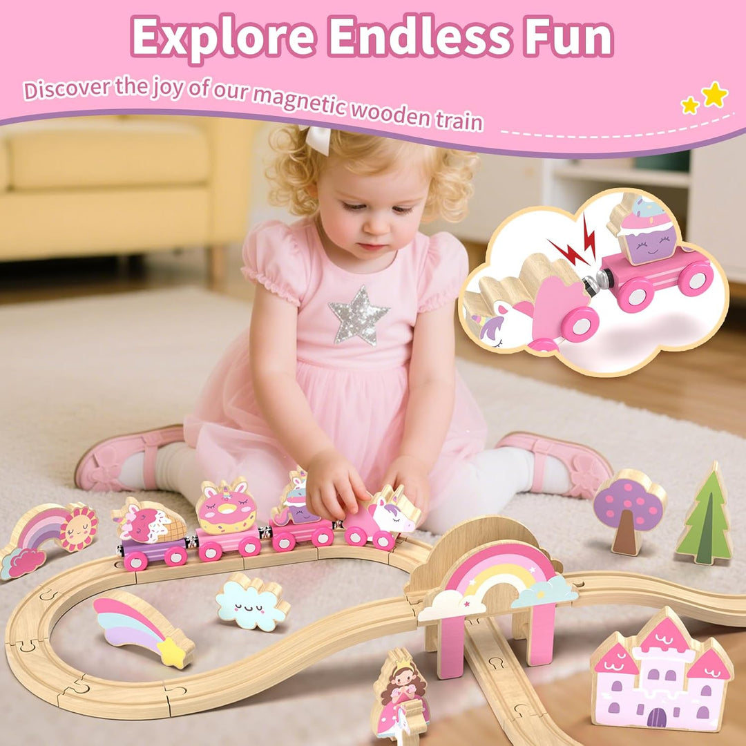 Lehoo Castle Juego de tren de madera juego de tren para