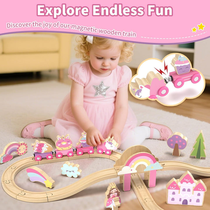 Lehoo Castle Juego de tren de madera juego de tren para