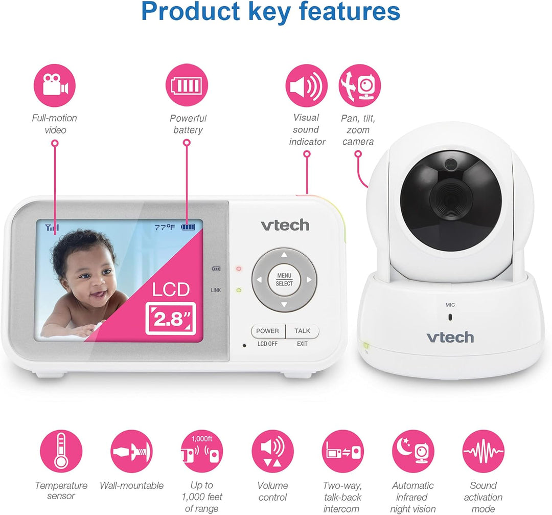 VTech VM923 Monitor de bebé, pantalla de 2.8 pulgadas, panorámica-i...