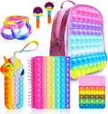 Mochila Pop Fidget para niñas, bolsas de reventar y cuaderno pop it y estuche de lápices de unicornio para niños, suministros escolares para aliviar el estrés, gran regalo de cumpleaños para niños