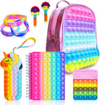 Mochila Pop Fidget para niñas, bolsas de reventar y cuaderno pop it y estuche de lápices de unicornio para niños, suministros escolares para aliviar el estrés, gran regalo de cumpleaños para niños