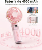 TUNISE Ventilador de Mano Portátil, 4000mAh, 180 Ajustable, 6 Veloc...