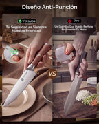 YOTSUBA Juego de 7 cuchillos de cocina japoneses con mango ergonómico de palisandro natural genuino y caja de regalo, cuchillos profesionales de acero inoxidable de alto carbono ultra afilados para