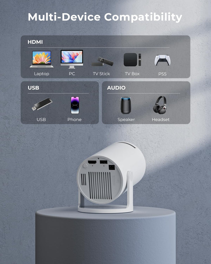 Mini proyector, proyector portátil con WiFi y Bluetooth, aplicacion...