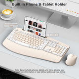 Combo de teclado y mouse inalámbricos, teclas onduladas de tamaño c...
