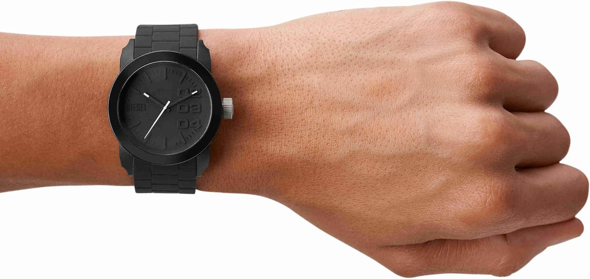 Reloj analógico de tres agujas Diesel Double Down en silicona para hombre, reloj de esfera grande para hombres