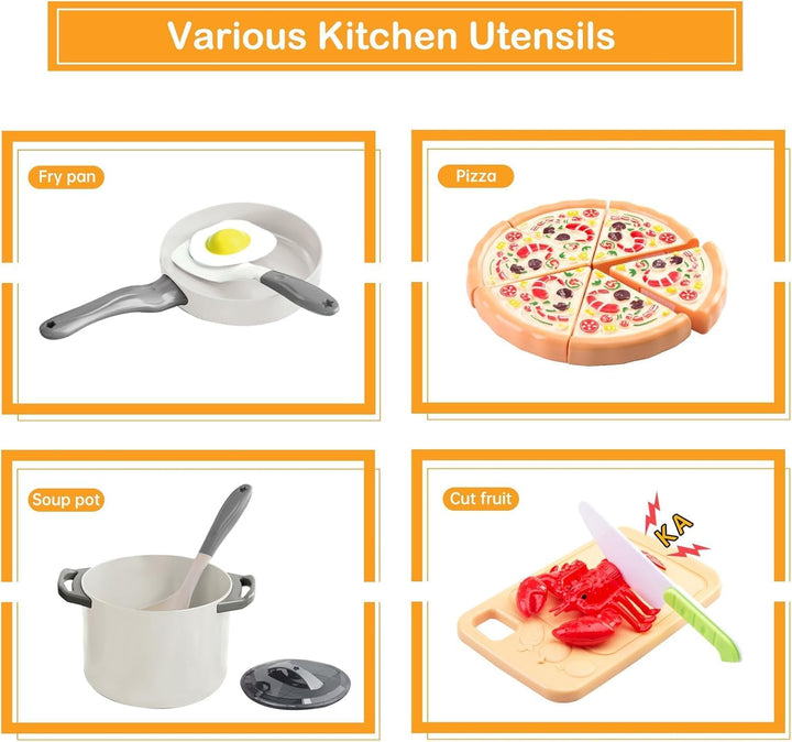 Juego de cocina de 80 piezas, cocina para niños pequeños con ollas,...