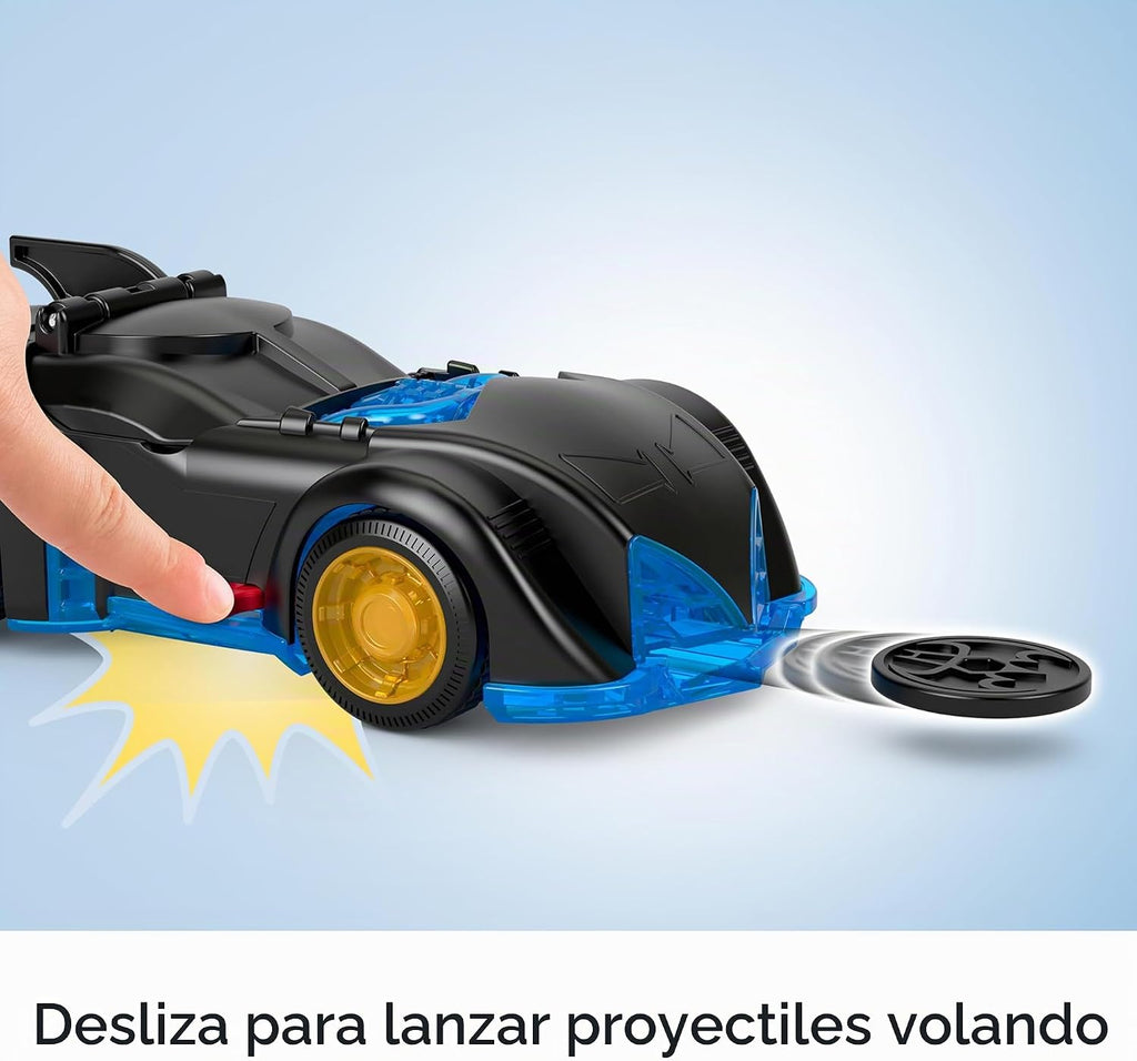 Fisher-Price Imaginext DC Super Friends Batman juguete de Batimóvil que se agita y gira con figura articulable para juego de rol para niños de 3+ años