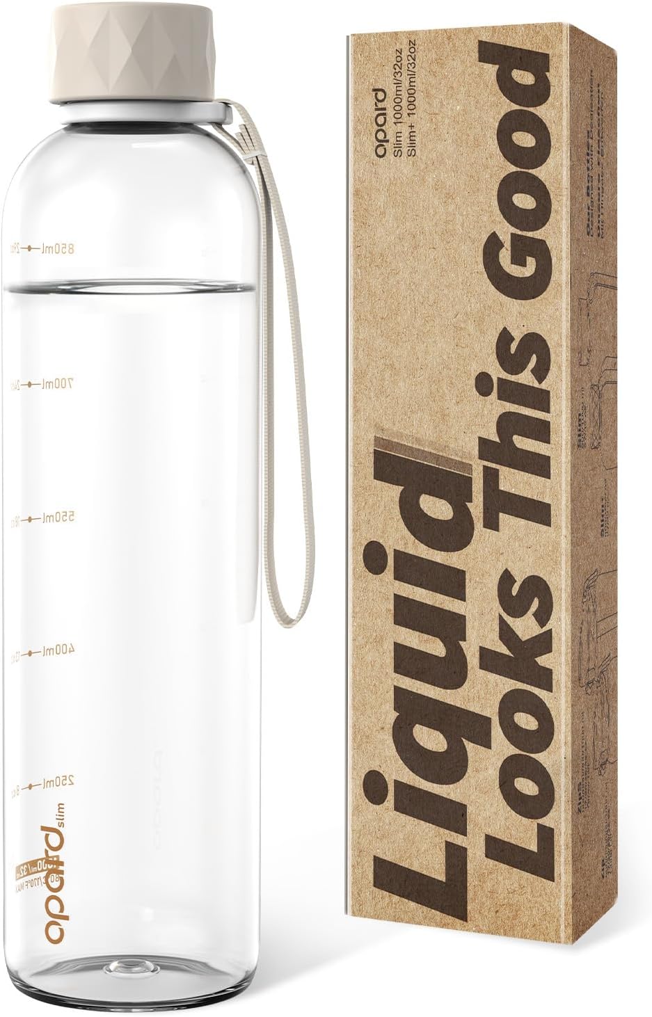 Opard - Botella de agua transparente de 32 onzas sin BPA a prueba de fugas