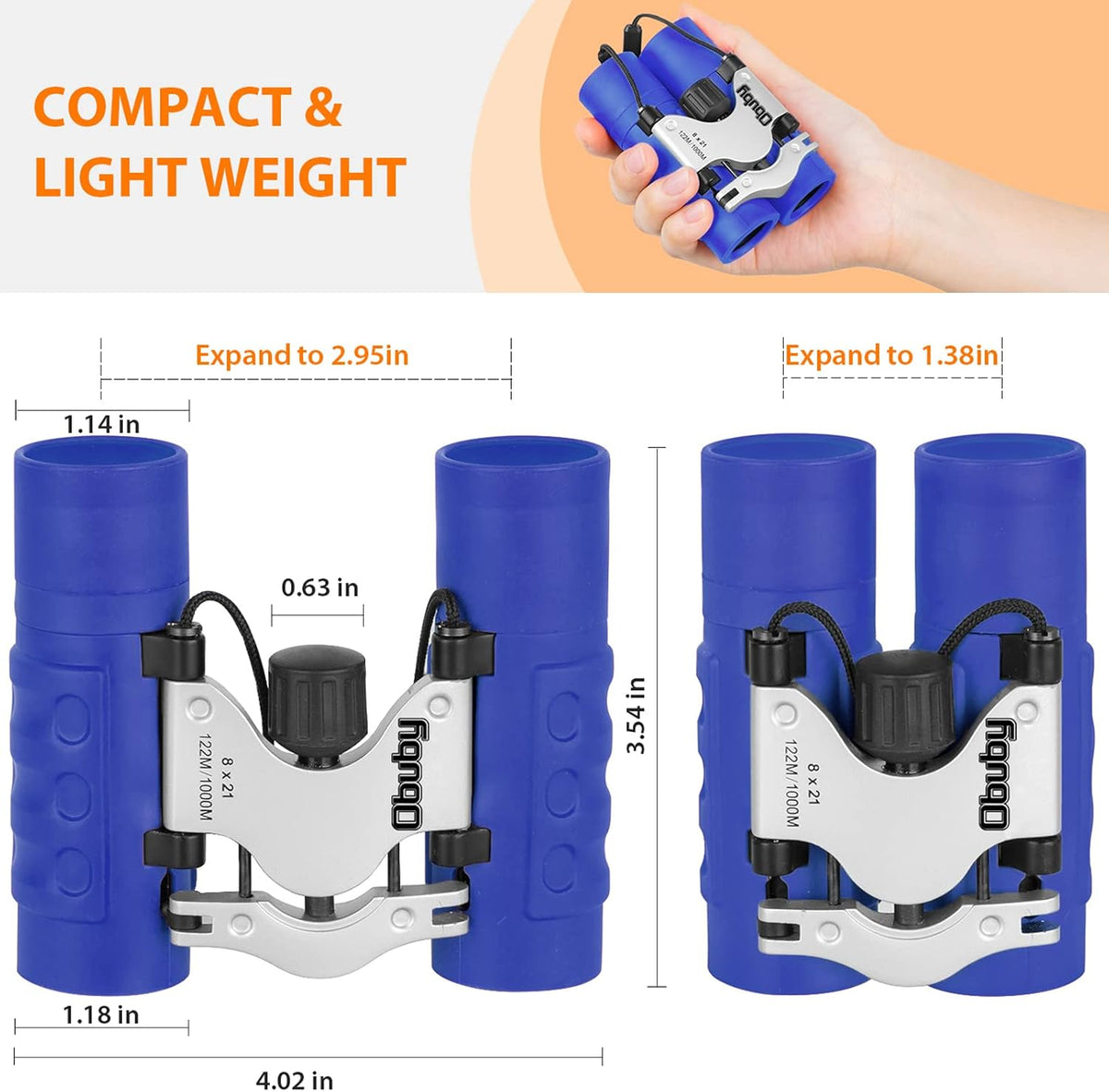 Binoculares reales para niños. Regalos para niños de 3 a 12 años. Niños o niñas. Binoculares compactos de juguete de 8x21 con óptica de alta resolución para observación de aves, viajes, acampada