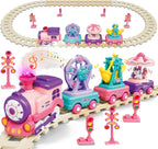 Juego de tren eléctrico para niñas con vapor, música y luces