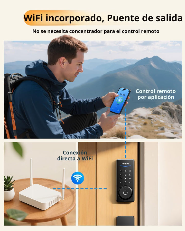 Philips Cerradura inteligente WiFi con pantalla táctil, juego de as...