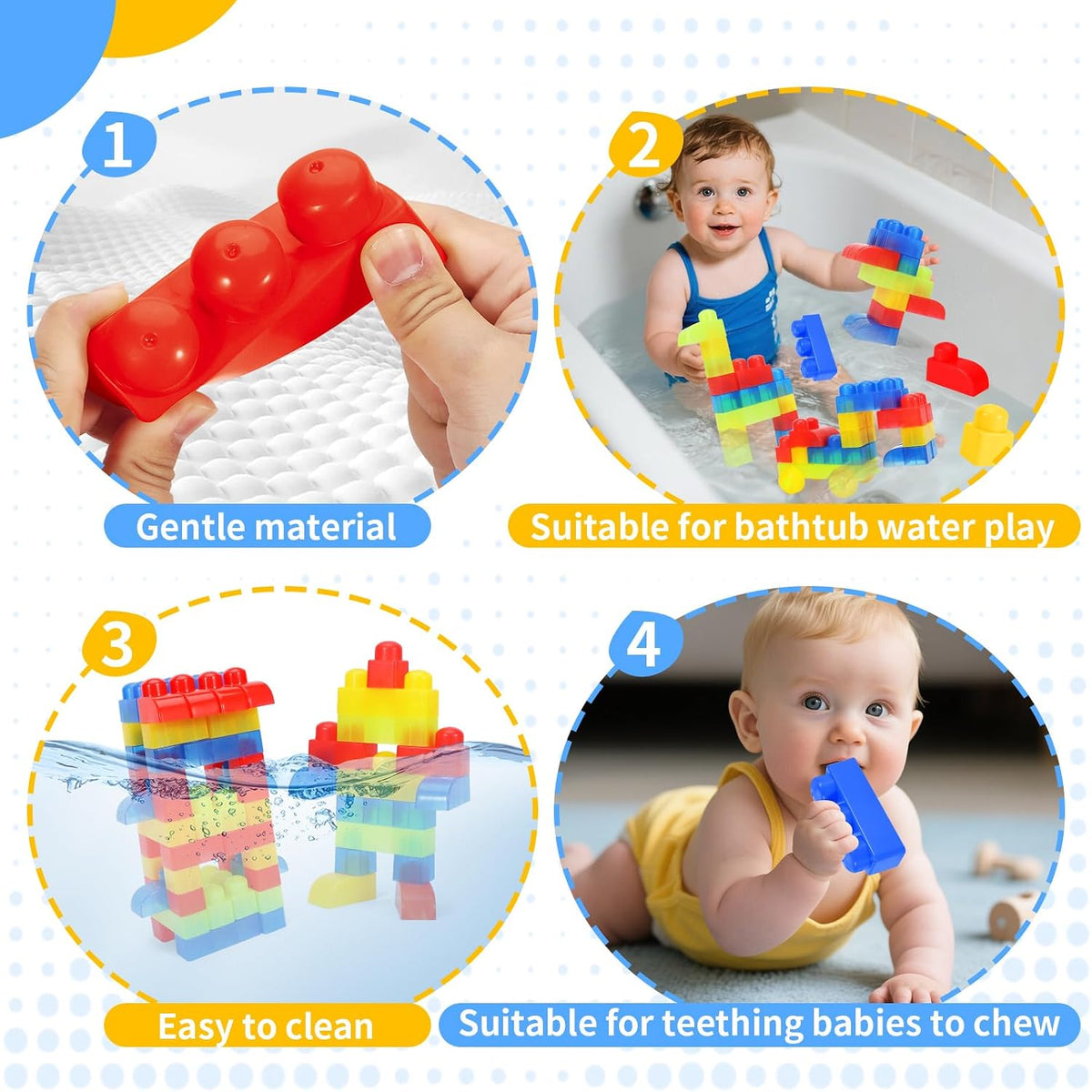 Bloques transparentes mega para niños pequeños de 1 a 3 bloques de