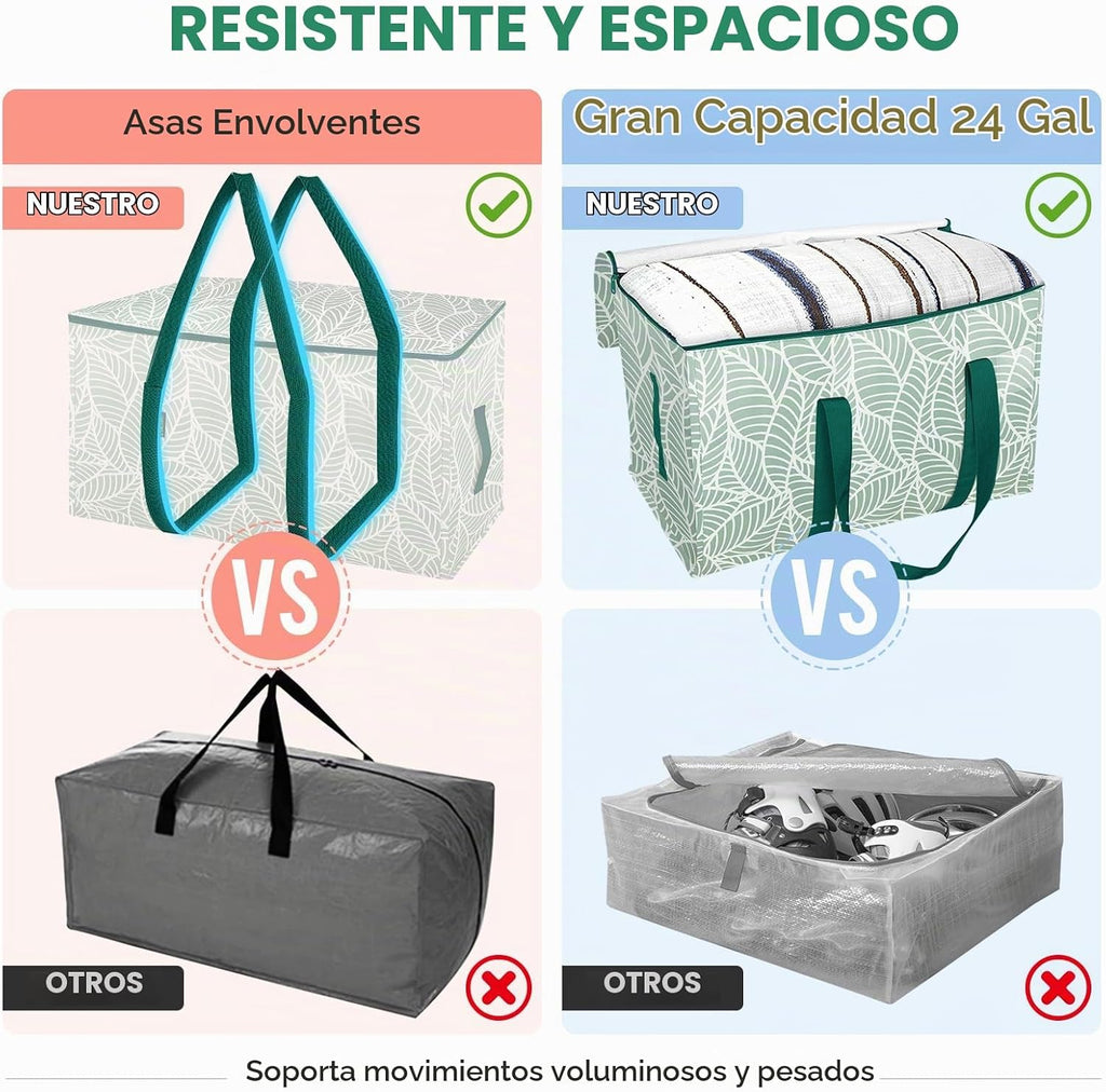 BALEINE Paquete de 6 bolsas de mudanza de gran tamaño con asas reforzadas, bolsa de almacenamiento resistente para ropa, suministros de mudanza (follaje antiguo, paquete de 6)