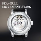 SEA-GULL 2021 Reloj de Hombre Seagull Automático Mecánico Hueco Calendario Potencial Multifunción Volante Negocios, Blanco - D819.626, Correa