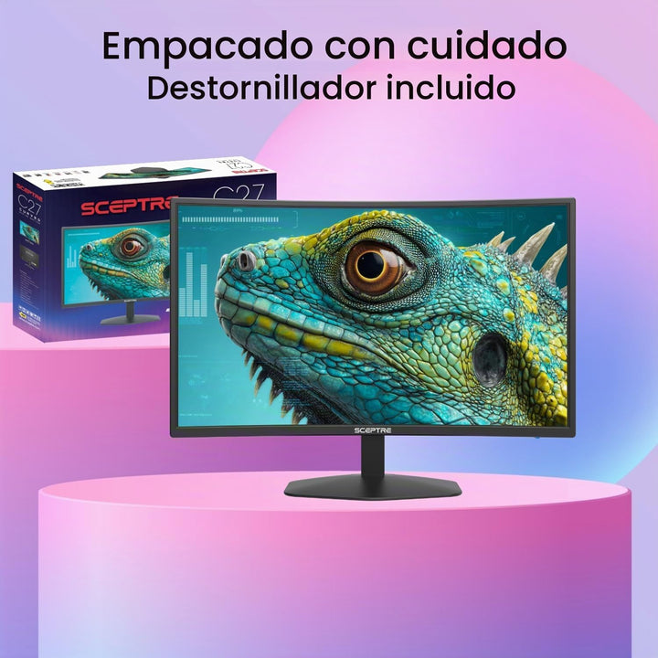 Sceptre - Monitor curvo para juegos Prime de 27 pulgadas DisplayPor...
