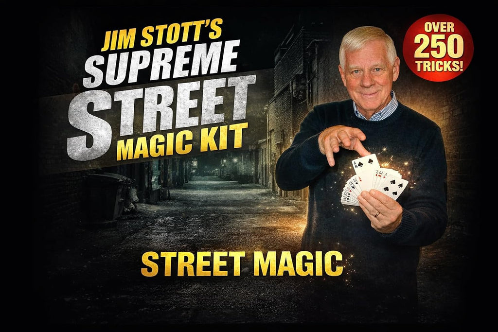Jim Stott's Supreme Street Magic Kit – Más de 250 trucos de magia fáciles para niños a partir de 8 años, adolescentes y adultos | Trucos de cartas, magia de monedas