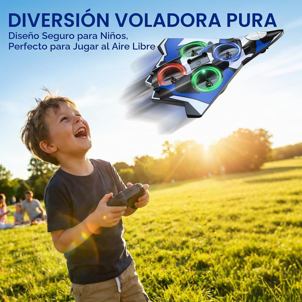 Avión de espuma Rc Planes con luces LED, avión de control remoto, avión de combate para niños y adultos de 8 a 16 años, 360 °F, rollo de acrobacias, drones para niños de 8 a 12 años, regalos
