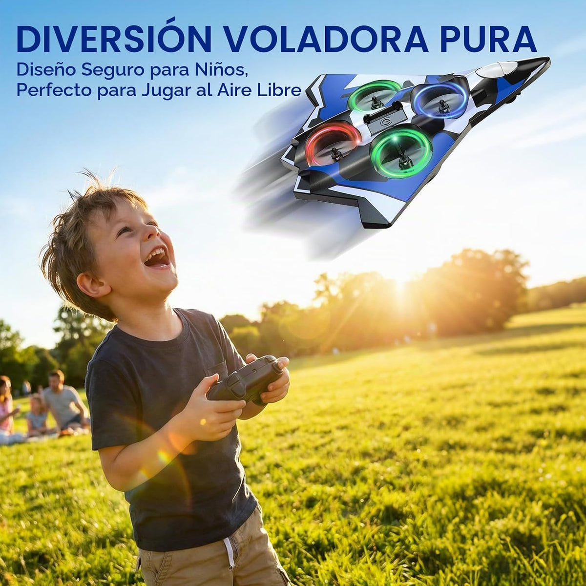 Avión de espuma Rc Planes con luces LED, avión de control remoto, avión de combate para niños y adultos de 8 a 16 años, 360 °F, rollo de acrobacias, drones para niños de 8 a 12 años, regalos