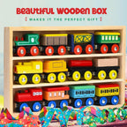 Juego de Tren de Madera de 12 Piezas - Juego Magnético de Juguetes de Tren Incluye 3 Motores - Juegos de Tren de Juguete para Niños Pequeños y Niñas - Compatible con Todas las Principales Marcas