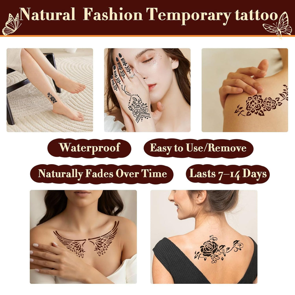 Kit de tatuaje temporal de arte corporal con 20 plantillas reutiliz...