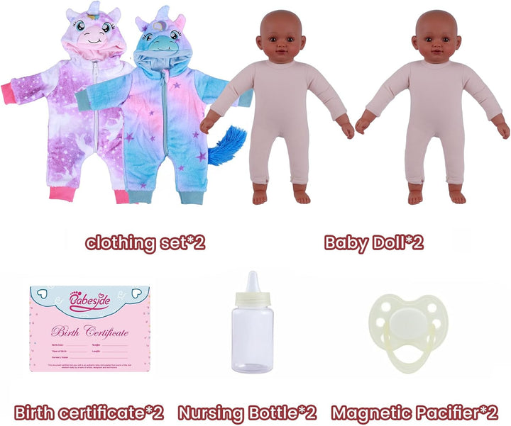 BABESIDE - Muñecas bebé negras gemelas, muñecas de bebé realistas d...