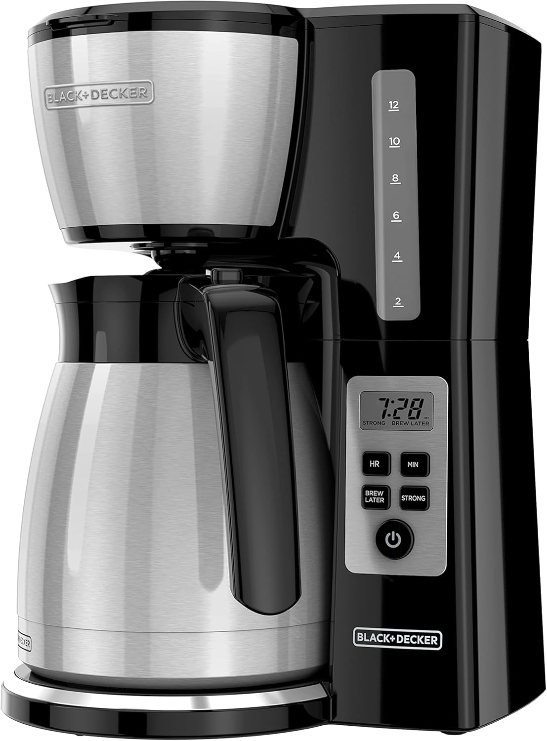 BLACK+DECKER Cafetera programable térmica de 12 tazas con fuerza de